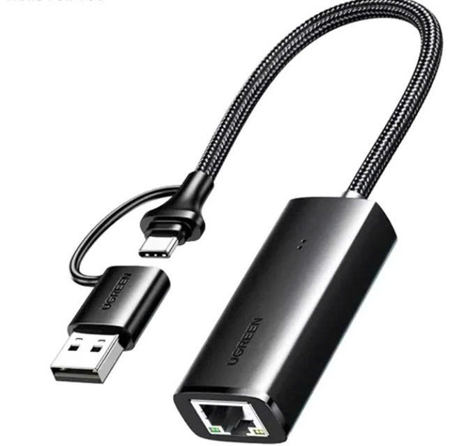 Cáp chuyển USB Type-C và USB-A sang cổng mạng Gigabit Ugreen 15638 CM650